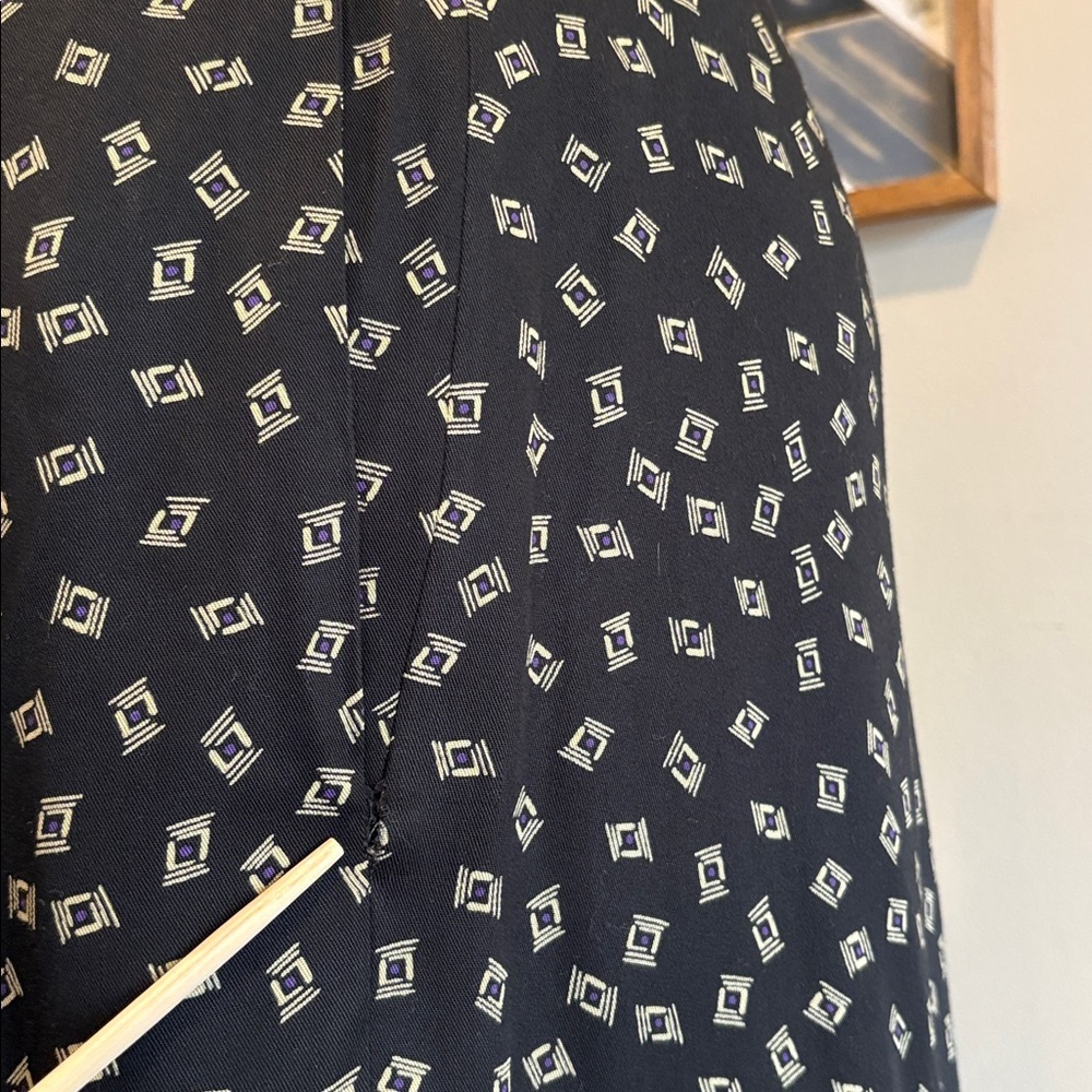 Vintage Ralph Lauren Black Patterned Maxi Skirt with Ivory Geometric Print sz 8 - Picture 6 of 11